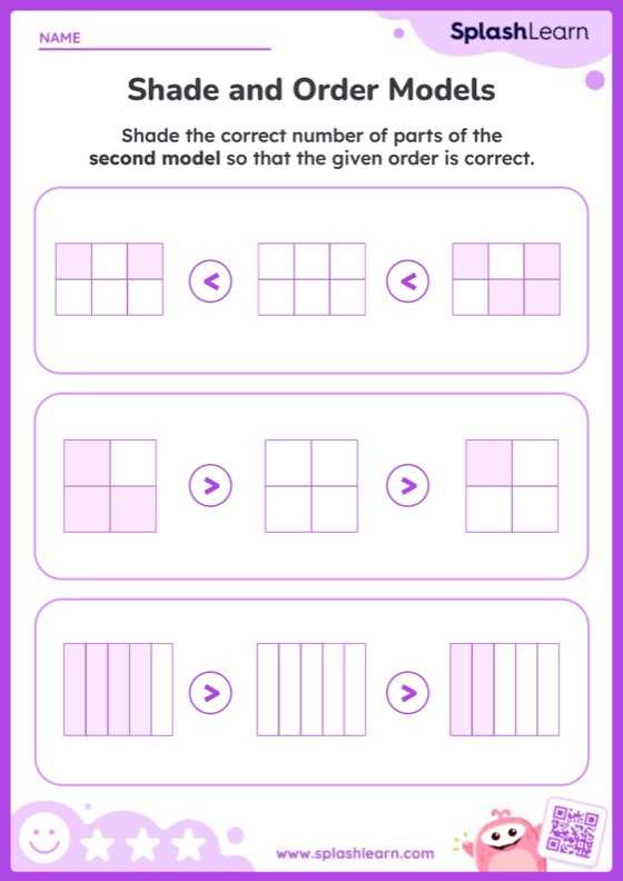 Free Printable Order Fractions Using Models Worksheets | SplashLearn