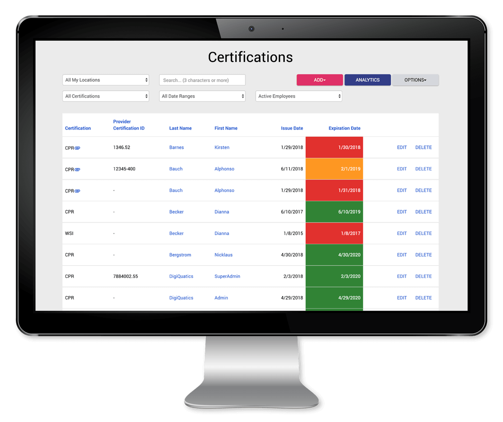 Certification Tracking Module DigiQuatics
