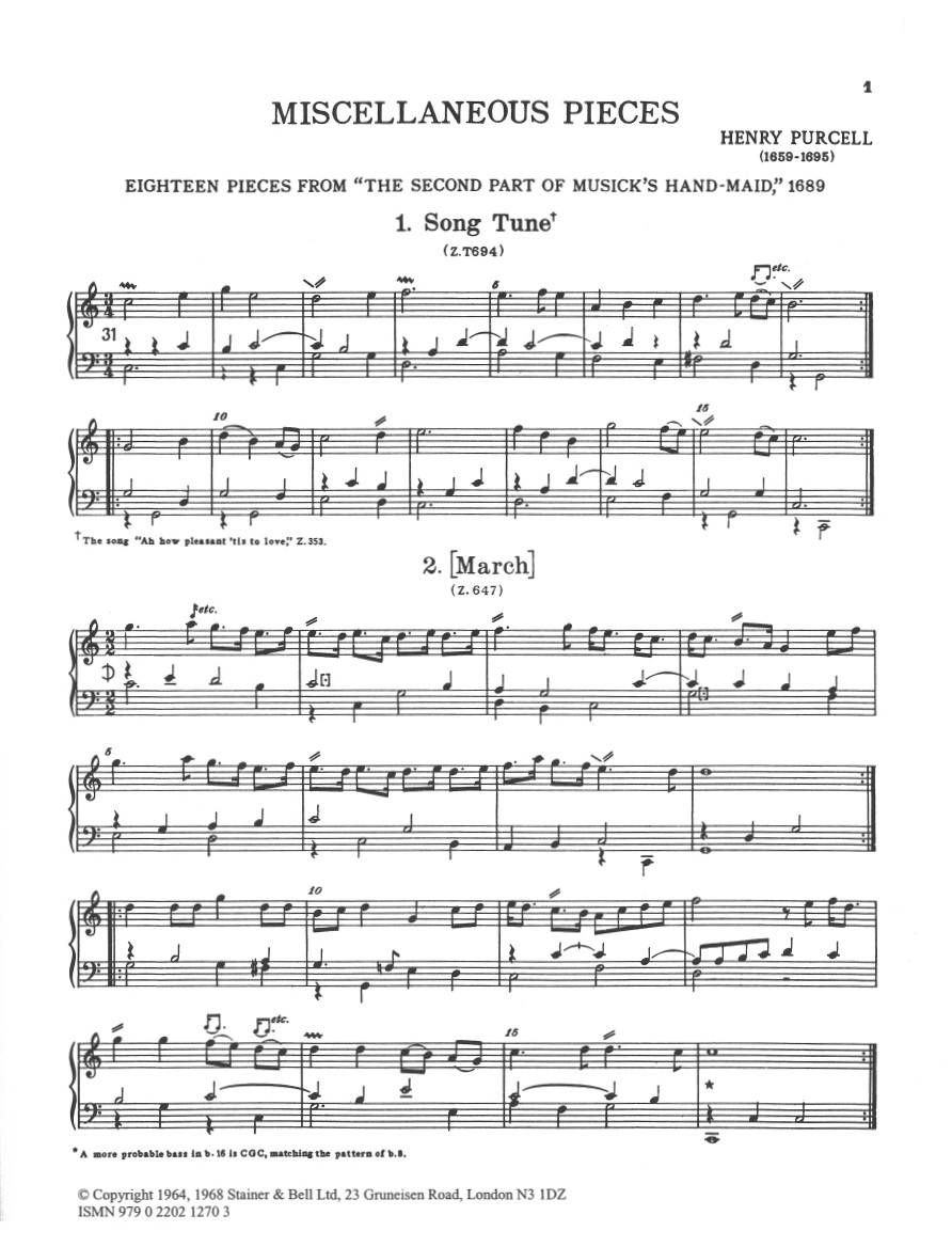 Purcell, Henry Complete Harpsichord Works. Book 2. Miscellaneous