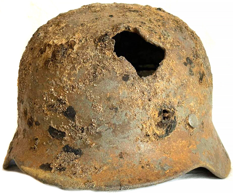 German helmet M35 with double branding ET from Demyansk pocket