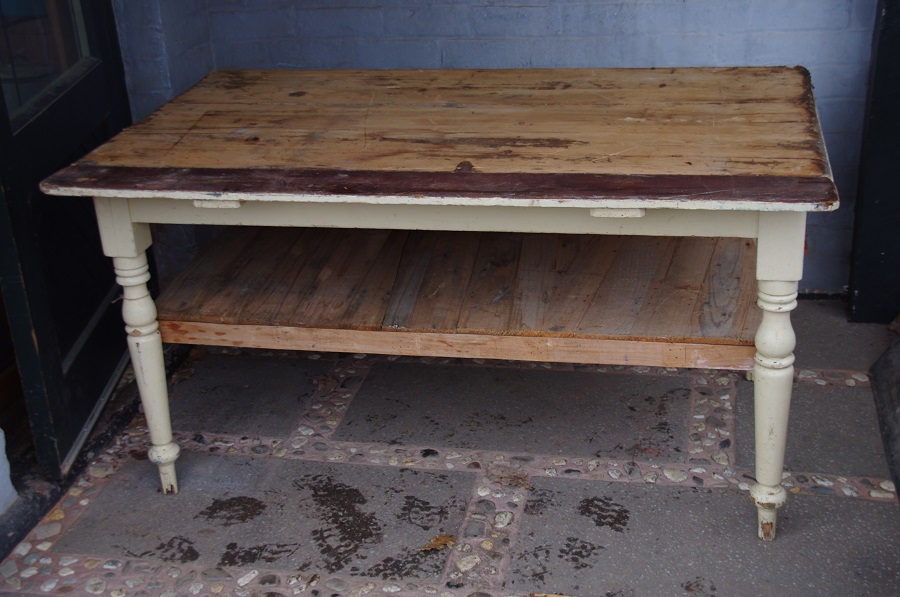 1880′s rustic kitchen work table Stalking Cat Antiques Macedon