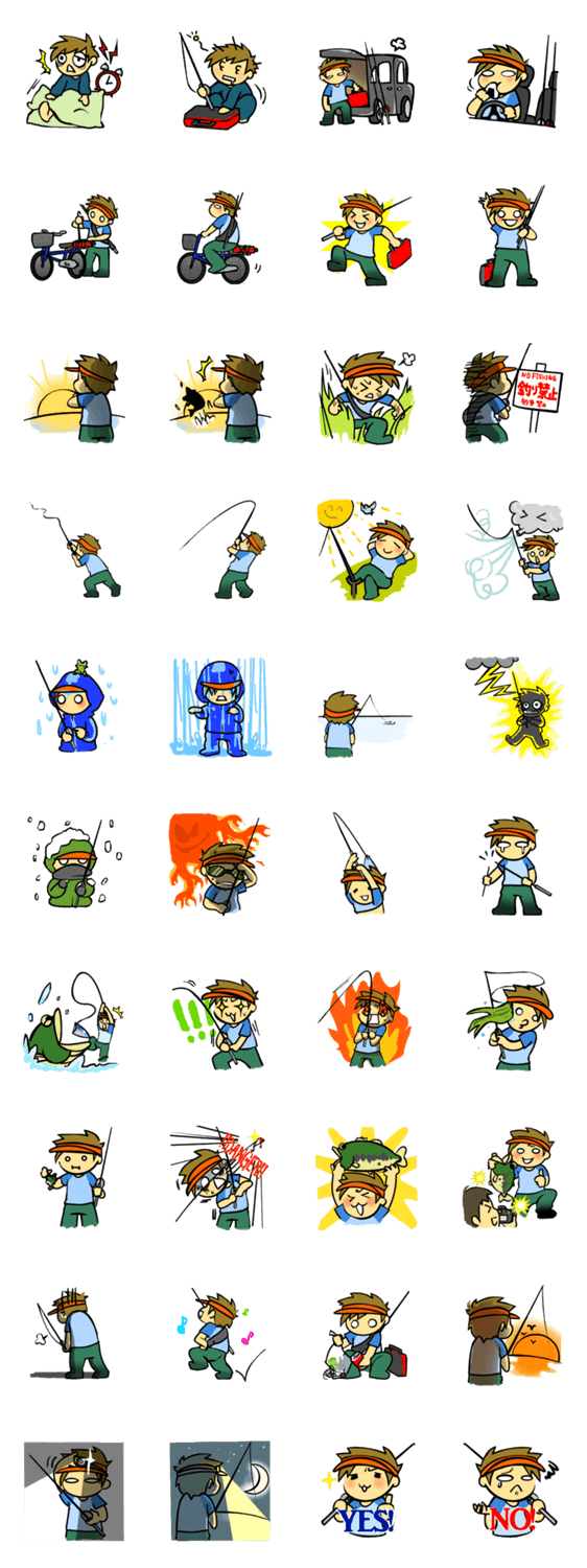 バス釣り2 釣り人の1日編 [LINEクリエイターズスタンプ] ≫ LINEで使えるスタンプを紹介 スタンプひろば
