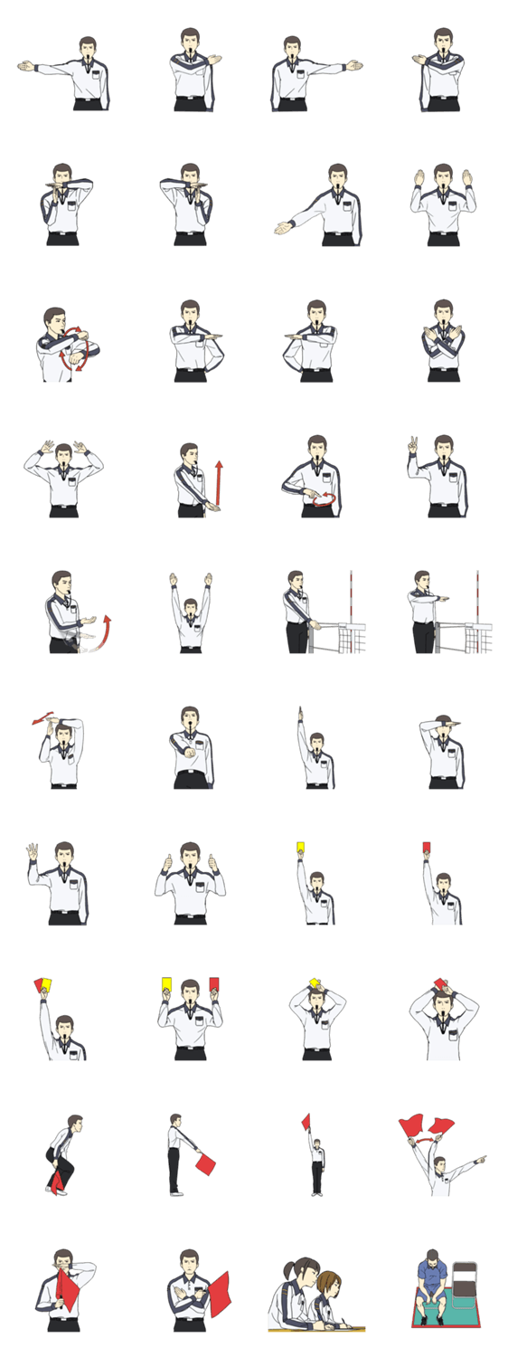 バレーボール審判のハンドシグナル [LINEクリエイターズスタンプ] ≫ LINEで使えるスタンプを紹介 スタンプひろば