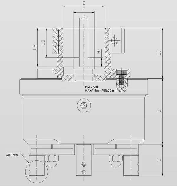 Drilling head for three spindles LA368 with adjustable distance