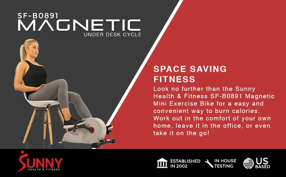 Sunny Health and Fitness Under Desk Bike Pedal Exerciser, Desk