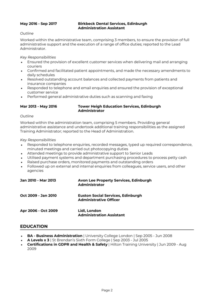 4 Administrator CV examples + guide & CV templates for 2024