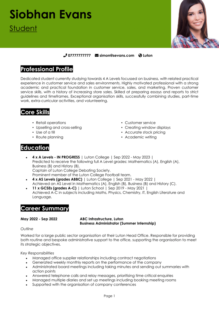 CV for University Application [example CV + guide]
