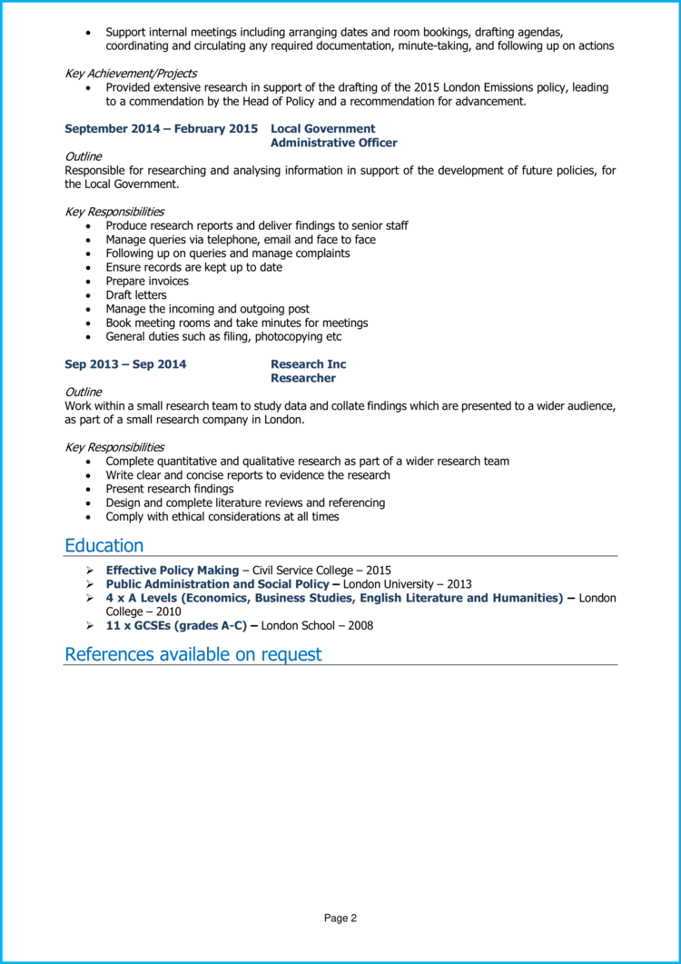 Policy Officer CV example + guide [Get hired]