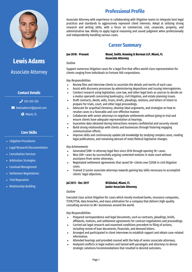 Associate Attorney resume example + guide and template