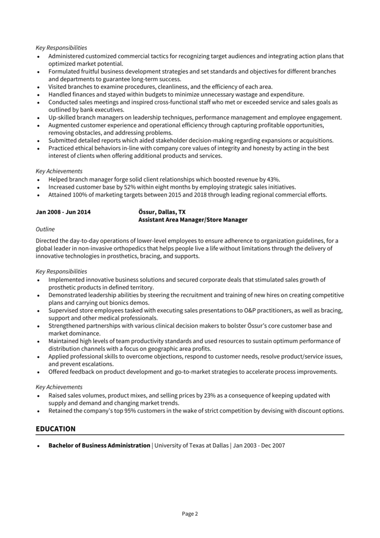 Area Manager resume example + guide [Get a great job]