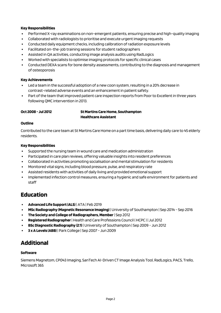 Diagnostic Radiographer CV example + guide [Win interviews]