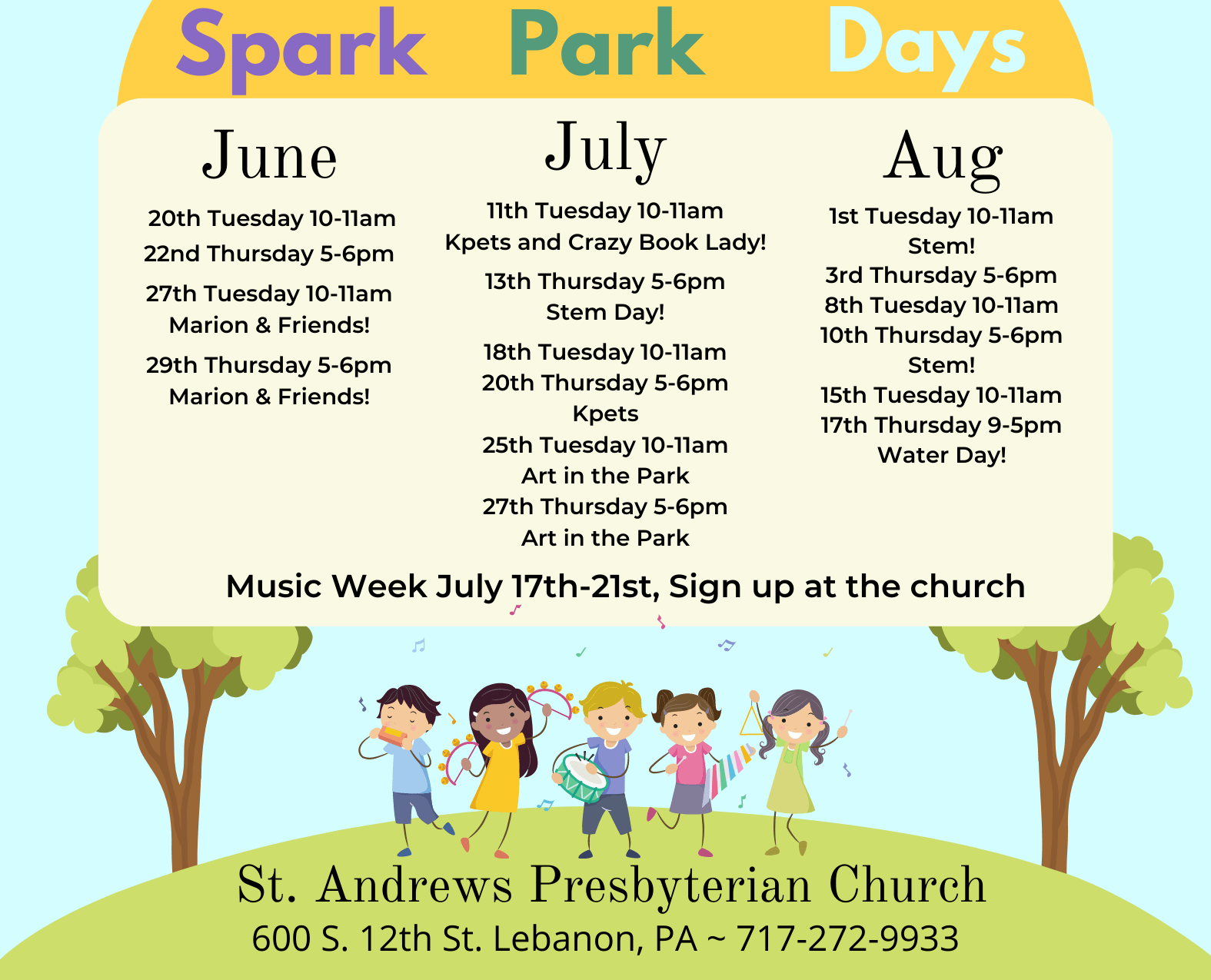 Spark Park Summer 2023 St. Andrews Presbyterian Church