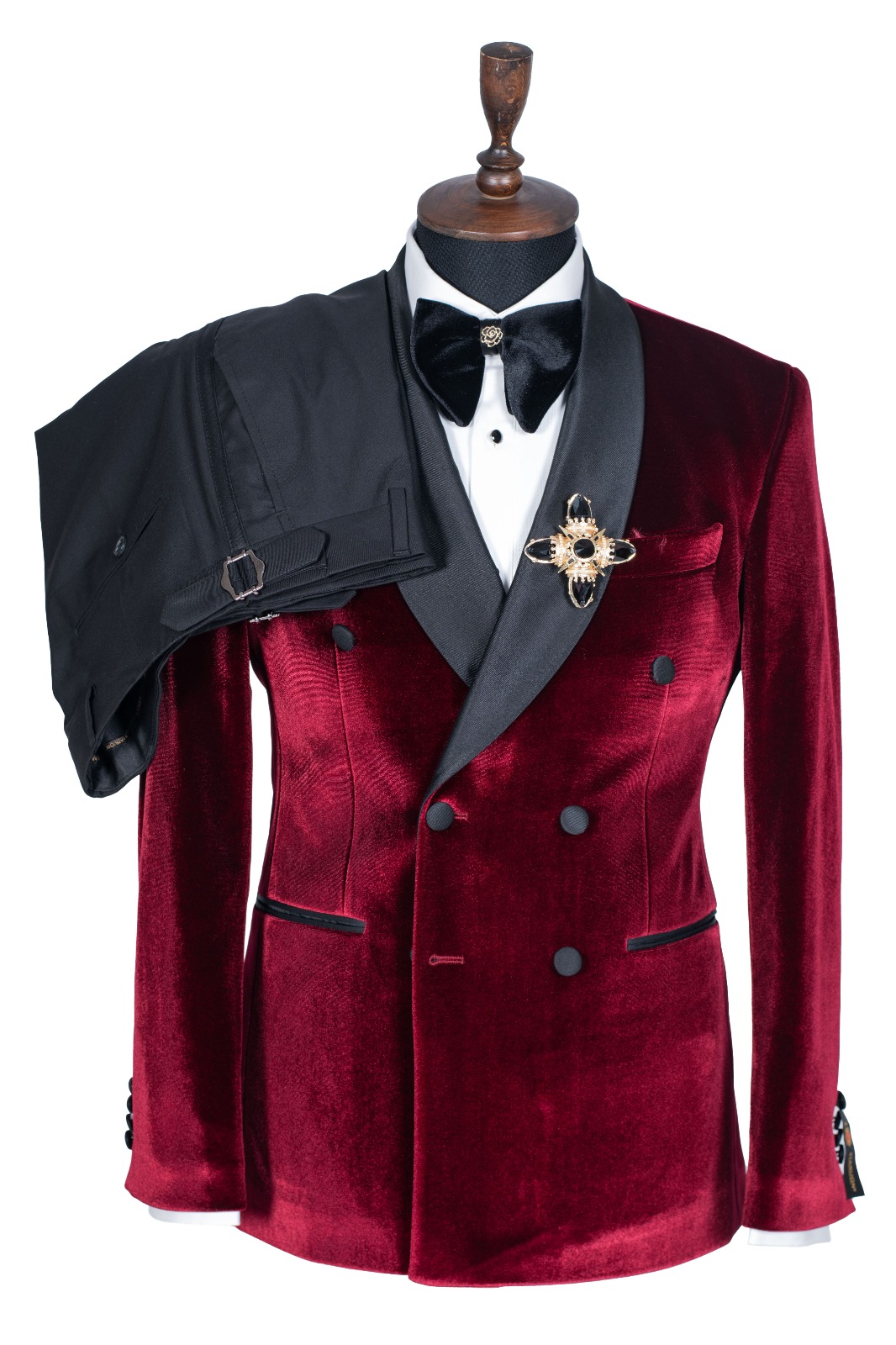 DOUBLE BREASTED BURGUNDY TUXEDO VELVET SUIT Stanlion 2024