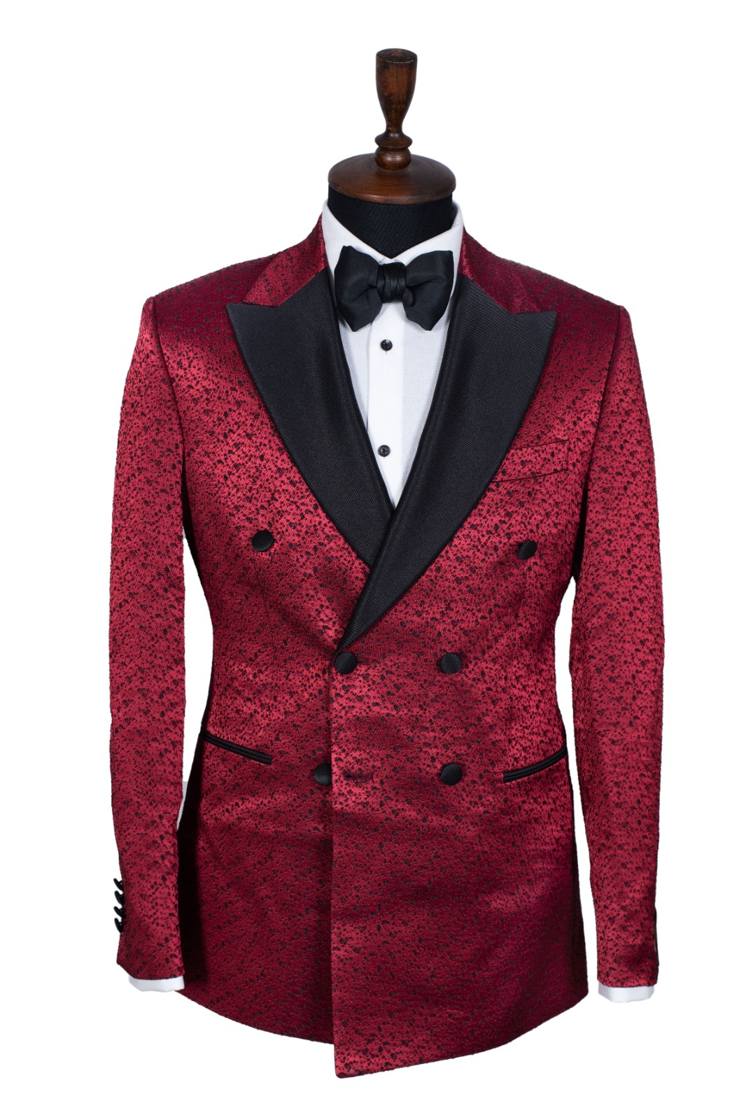 BURGUNDY JACQUARD TUXEDO SUIT Stanlion