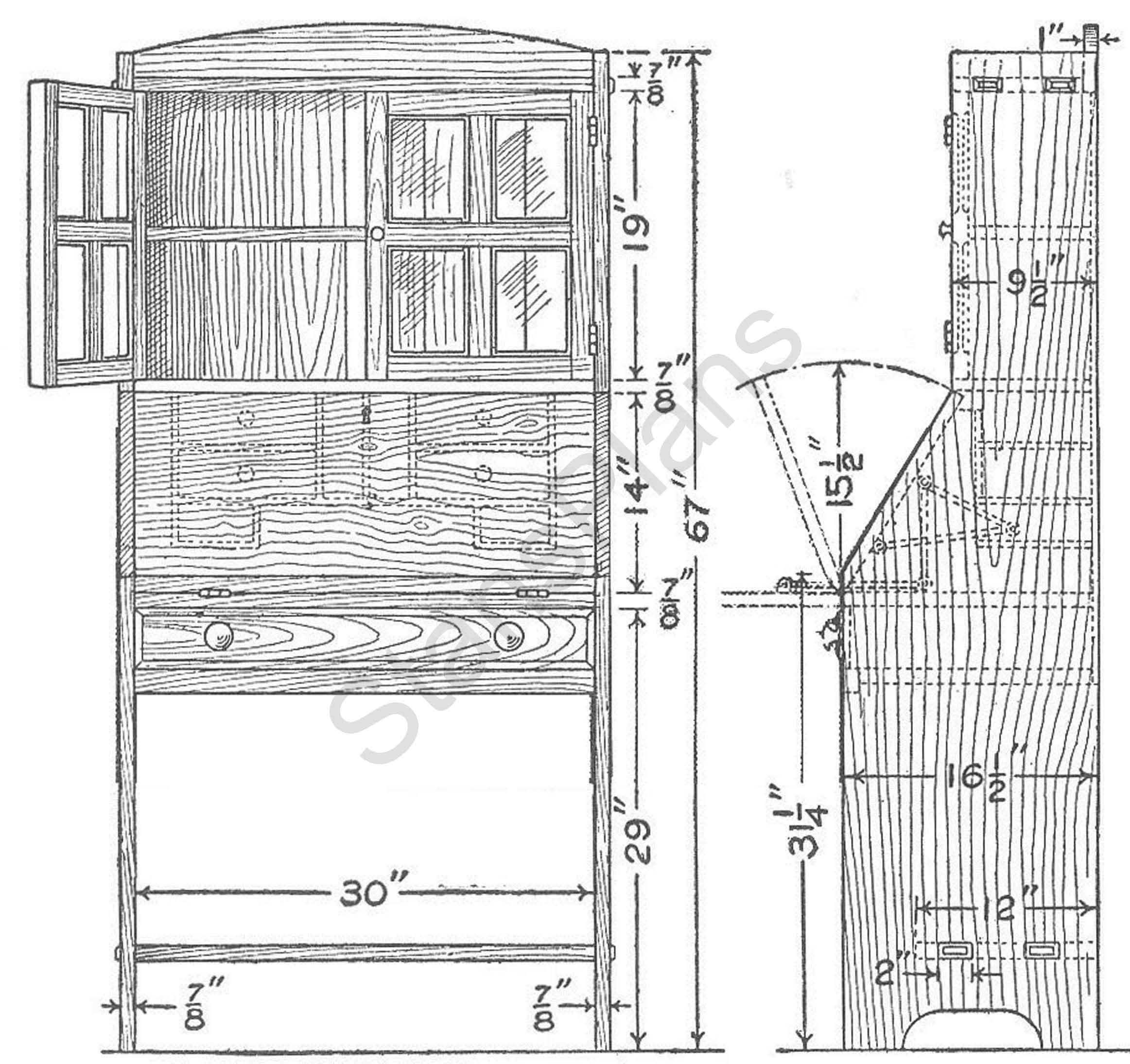 Printable Plans for a Bookcase with Desk