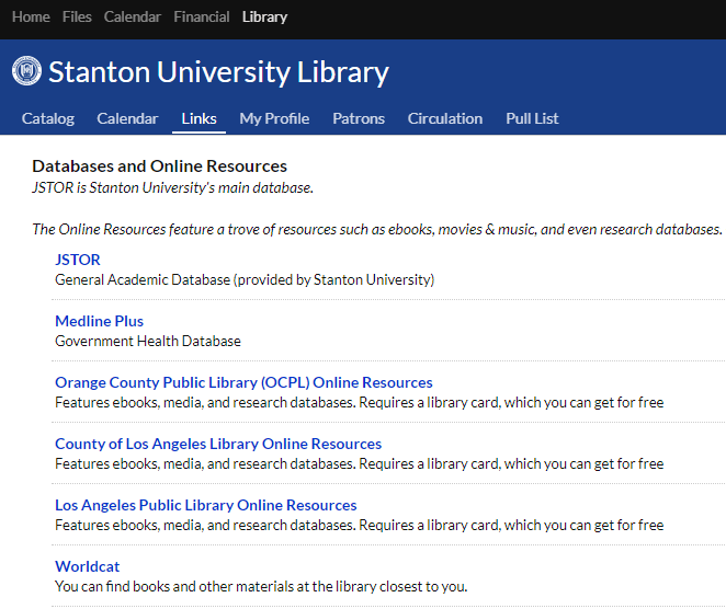 JSTOR Stanton University