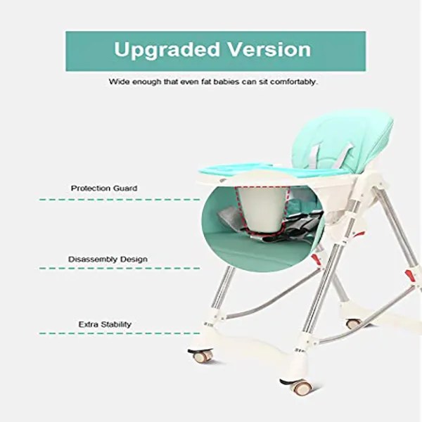 Folding Baby High Chair MultiAdjustable Folding Chair Brown