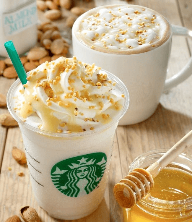 Starbucks nonfat milk vs. almond milk starbmag
