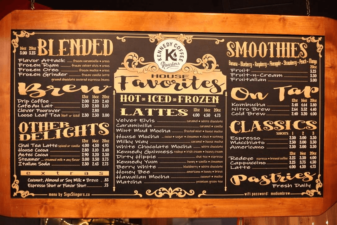 Kennedy Coffee Menu starbmag