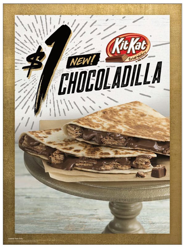 Taco Bell selling Twix and Kit Kat quesadillas called Chocoladillas for