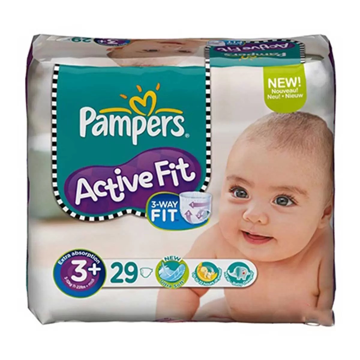 COUCHES 3+ ACTIVE FIT 29PCS PAMPERS Stardiscount