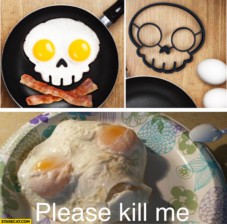 Boiled eggs skull looking like an alien