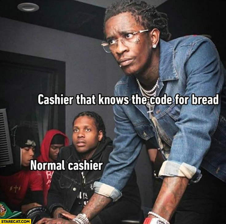 Cashier that know the code for bread vs normal cashier