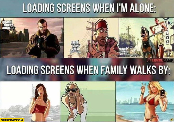 GTA Grand Theft Auto loading screens when I’m alone vs when family