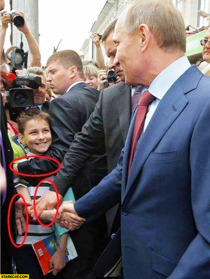 Kid handshake with Putin pulled by bodyguards