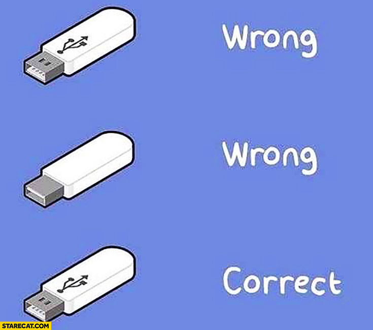 When trying to use USB stick wrong wrong correct