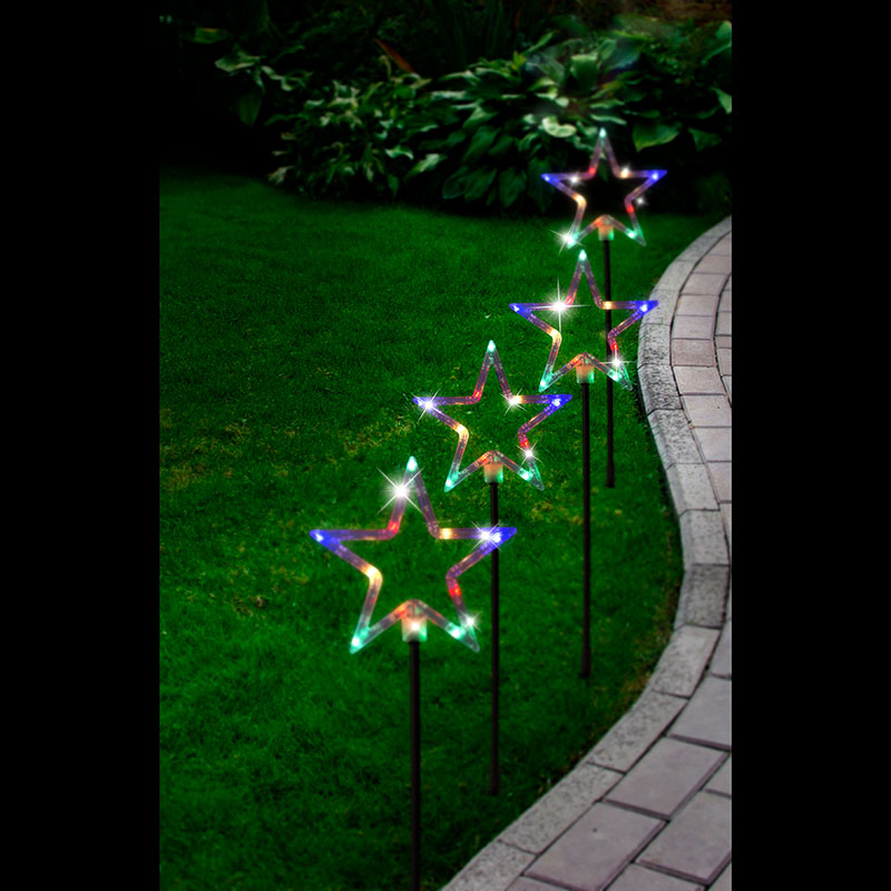 SOLAR LED PATH STARS 4pc Asst Starlight Christmas & Party Superstore