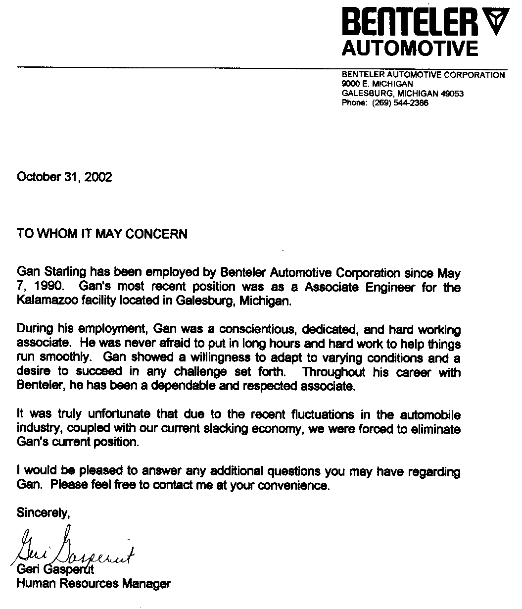 Letter of
