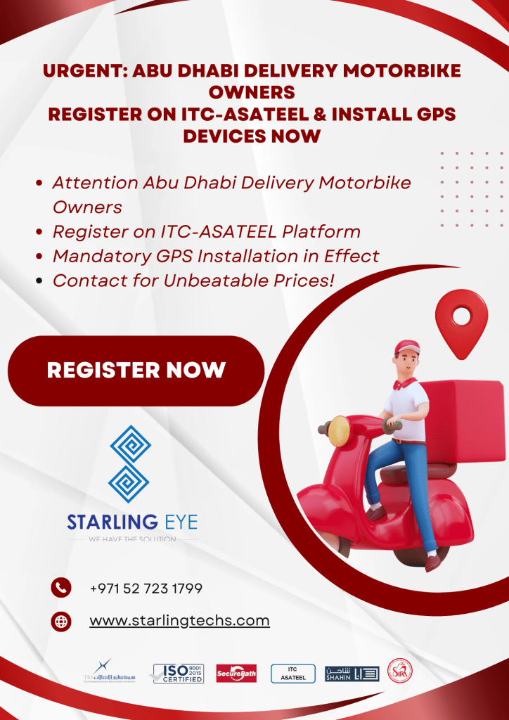 Register on ITCASATEEL Abu Dhabi Delivery Motorbike Owners STARLING