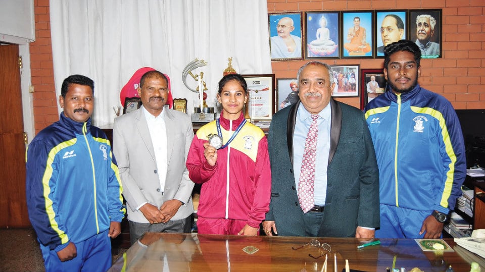 Bags Silver Medal in All India InterUniversity Karate Star of Mysore