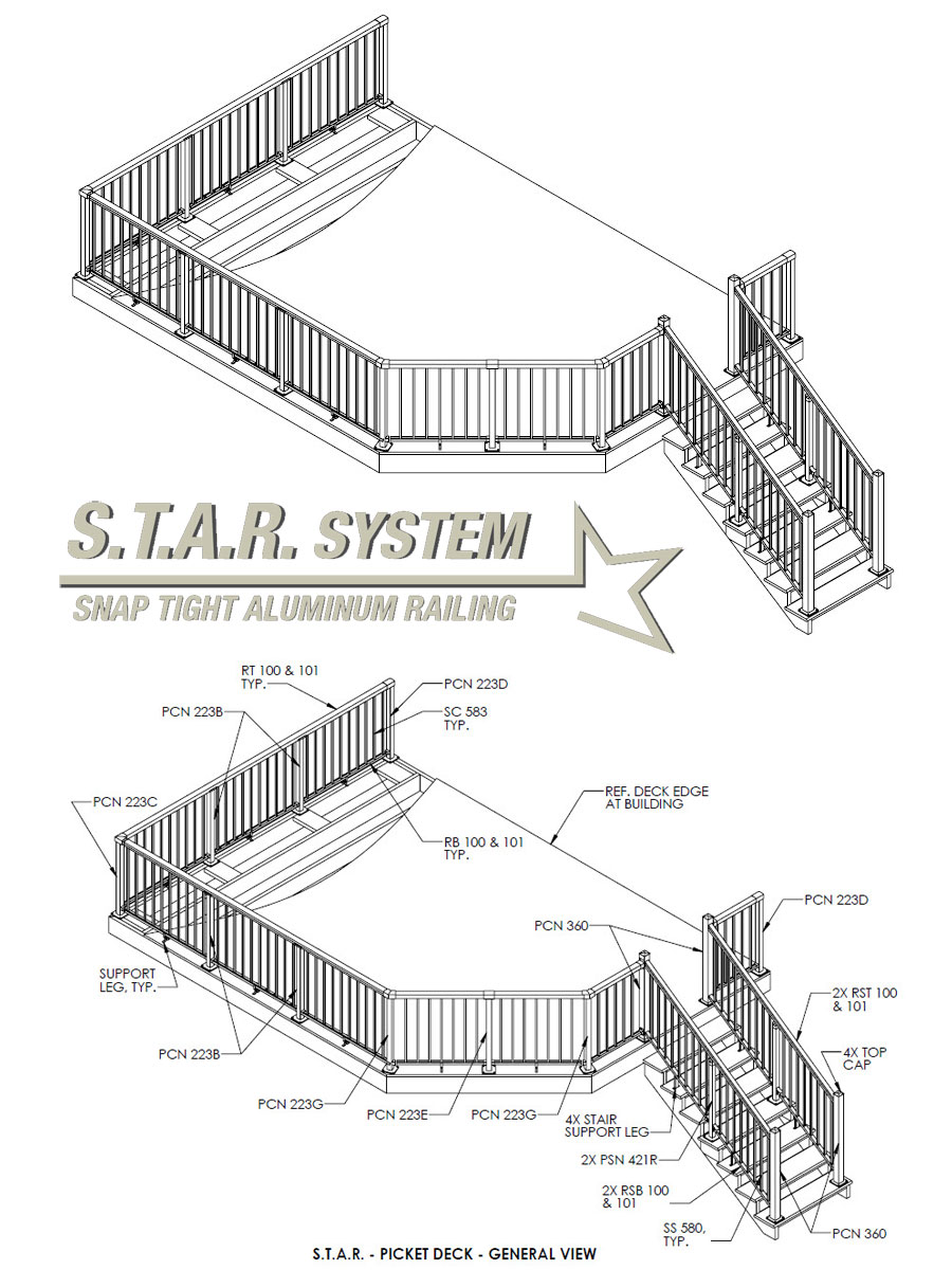 Aluminum Rail CAD's Architects and Home Designers Railing
