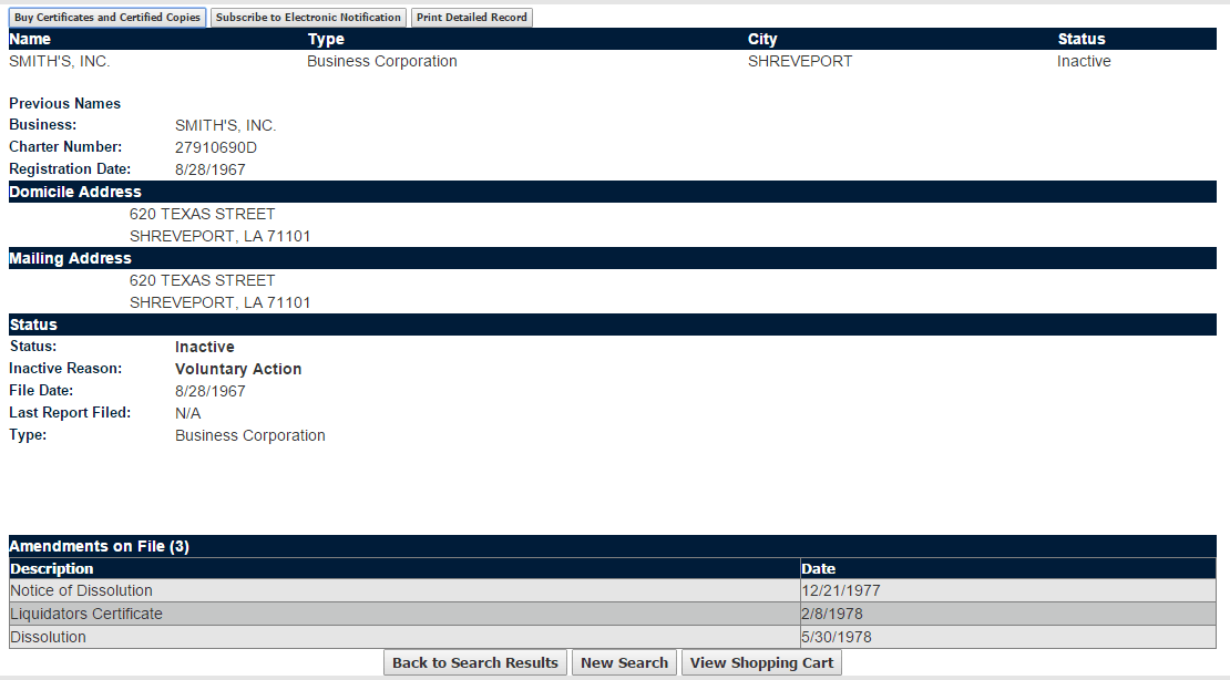 Louisiana Business Entity Search Corporation LLC Partnerships