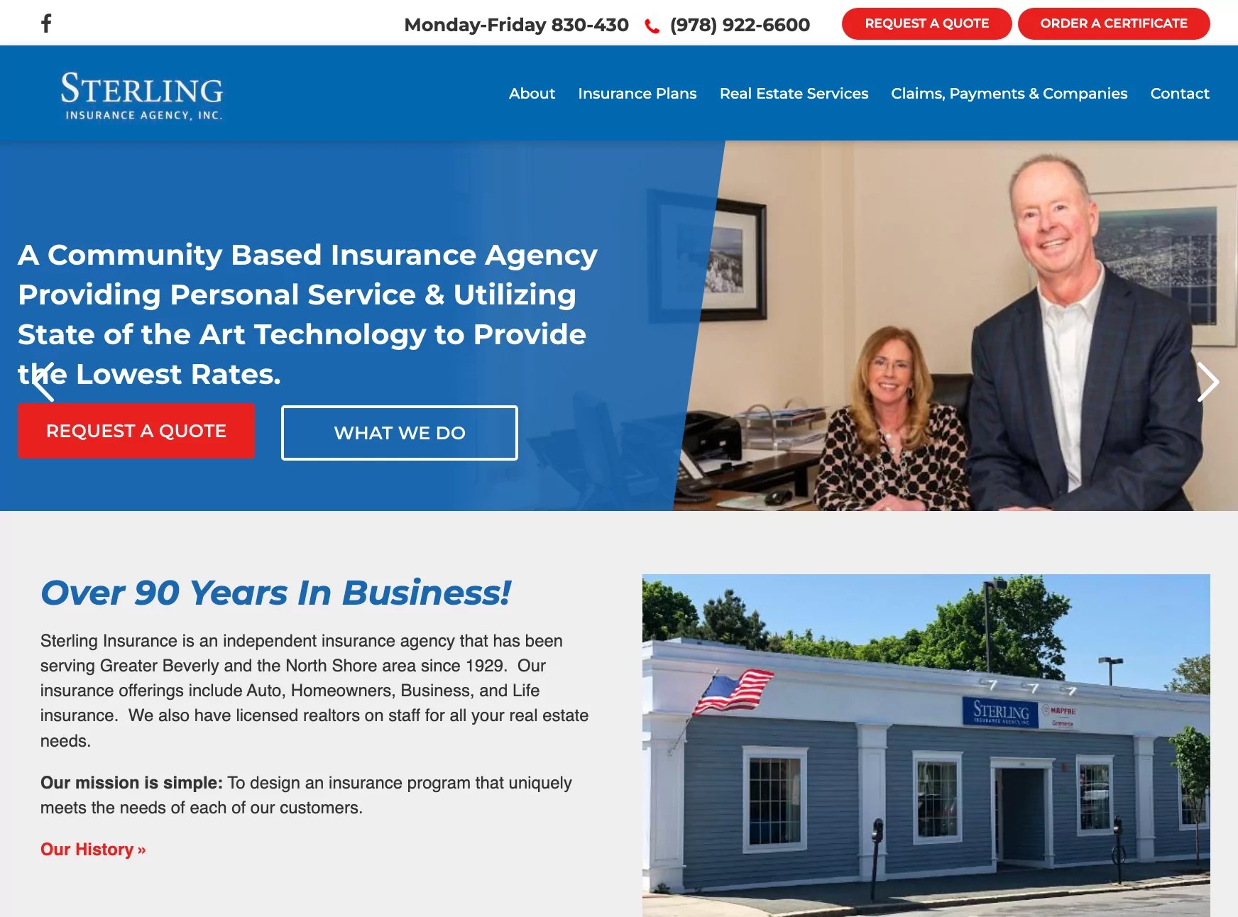 Insurance Agency site Design Example Compete Now