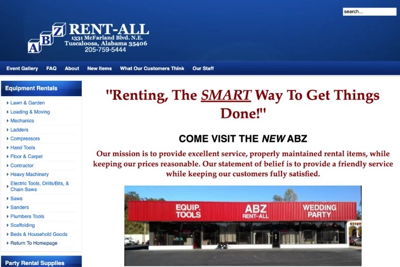 ABZ RentAll Rental Equipment Company site