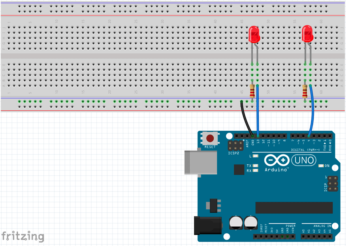 Arduino Zwei LEDs blinken abwechselnd Arduino Tutorial