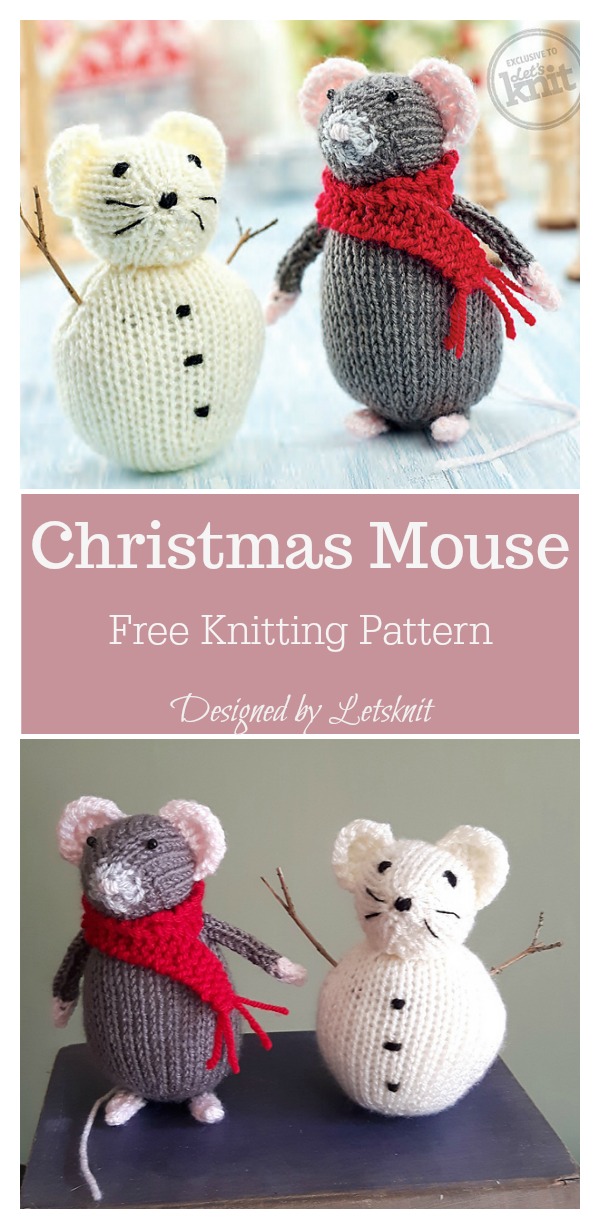 Christmas Mouse Free Knitting Pattern