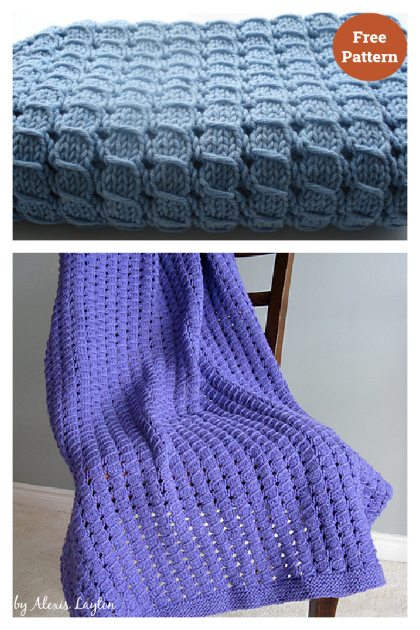 Waffle Baby Blanket Free Knitting Pattern