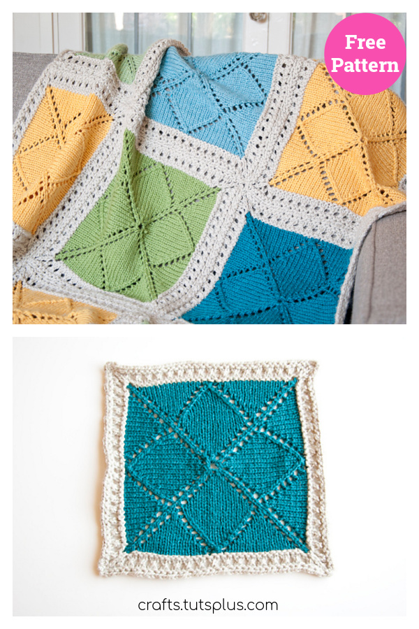Lace Block Blanket Free Knitting Pattern