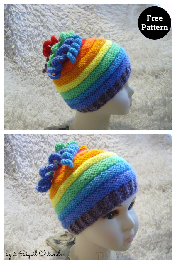 5 Rainbow Hat Free Knitting Pattern
