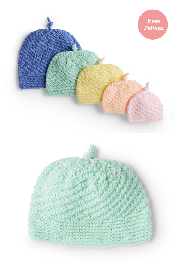5 Top Knot Baby Hat Free Knitting Pattern