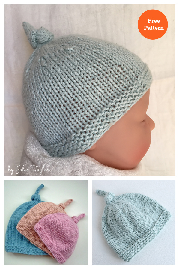 7 Top Knot Baby Hat Free Knitting Pattern