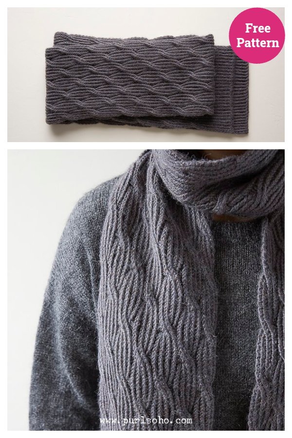 Reversible Cabled Scarf Free Knitting Pattern