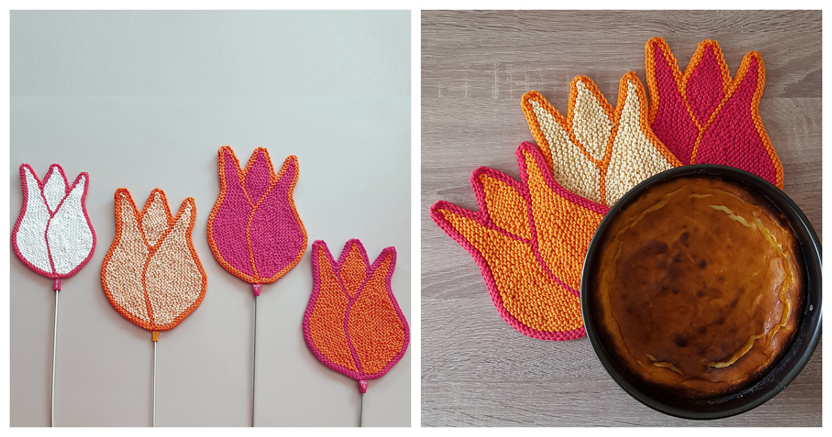 Tulip Potholder Free Knitting Pattern