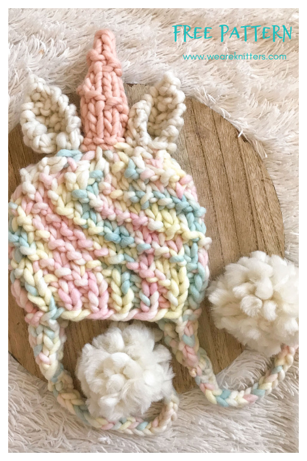 Unicorn Beanie Free Knitting Pattern