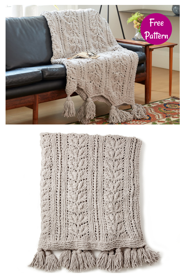 6 Lace Leaf Blanket Free Knitting Pattern