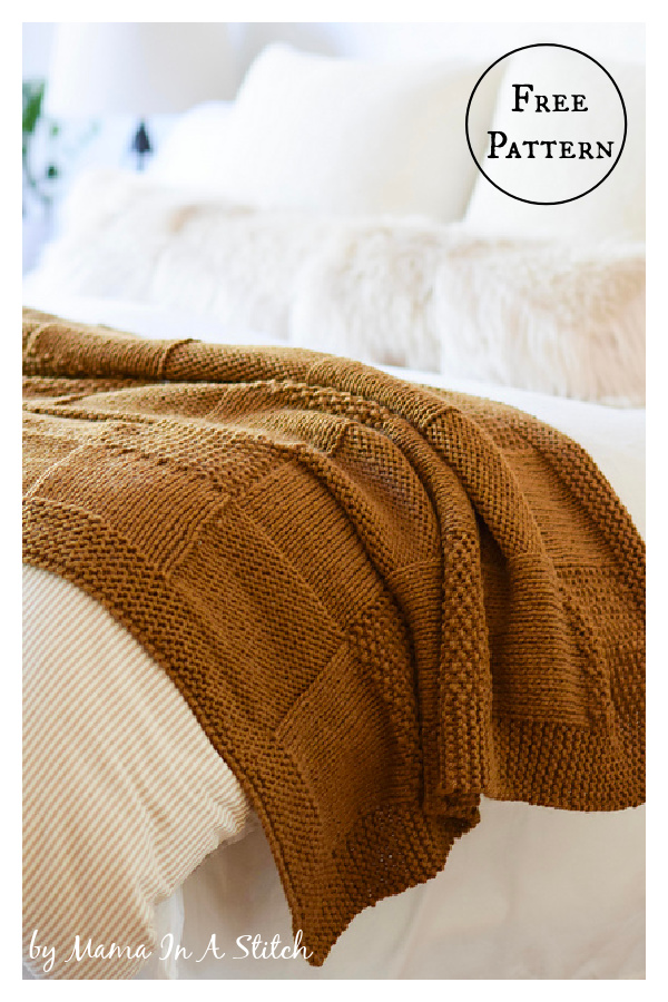 Seamless Squares Blanket Free Knitting Pattern